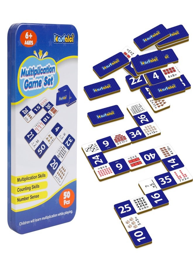 Kasfalci Multiplication Dominoes Set,Math Manipulatives Games for Kids,Counting Toy,Learning Games,Preschool Learning Activities,Homeschool Supplies,Kindergarten Classroom Must Haves,1st 2nd 3rd Grade - Image 1